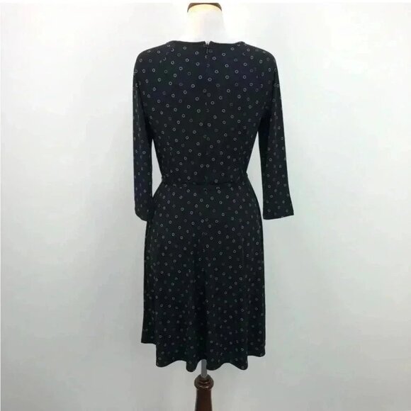 Ann Taylor black with white and tan circle print dress sz 4 - Picture 3 of 8